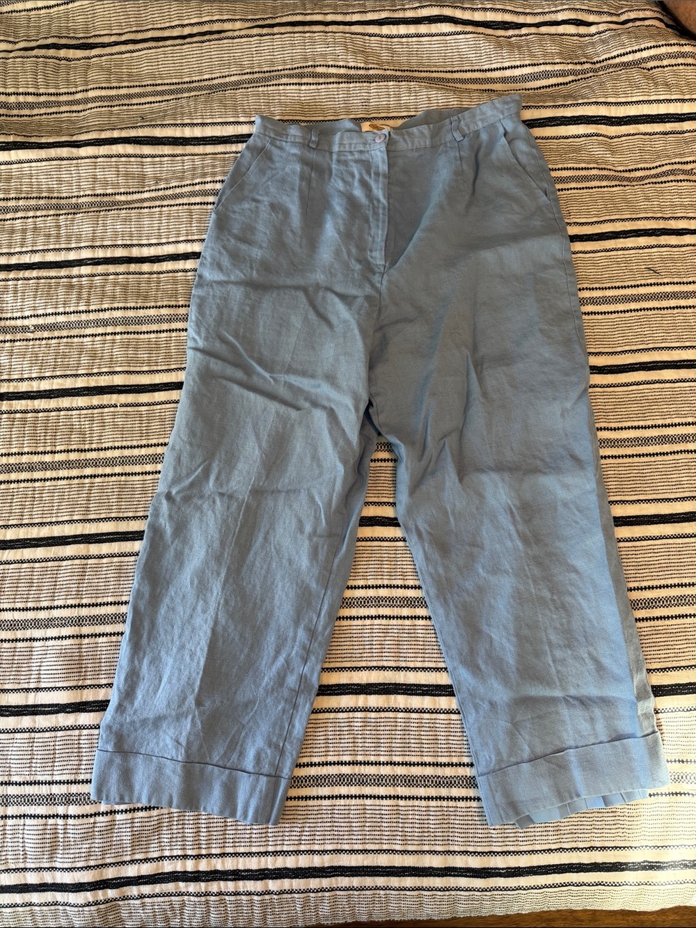 Talbots Light Blue Linen Cropped Trousers